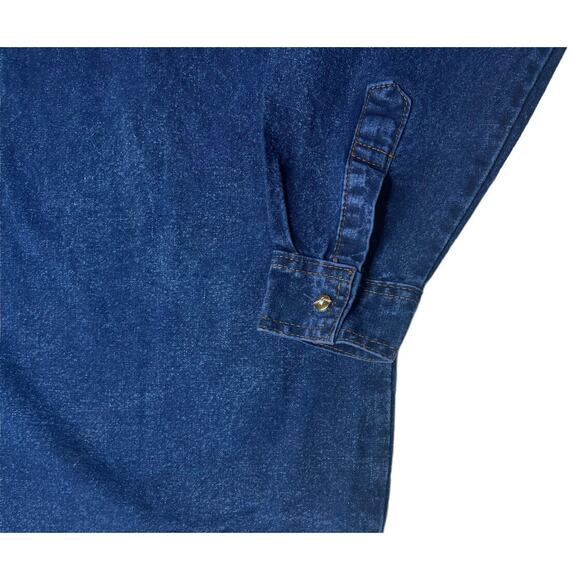 Vtg Jeetish Pretty Bleu Blue Acid Washed Denim Beaded Sequin Embellished Shirt S - Picture 5 of 8